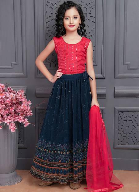 Blue Colour Aaradhna Vol 29 New Latest Designer Wedding Wear Kids Georgette Lehenga Choli Collection 223